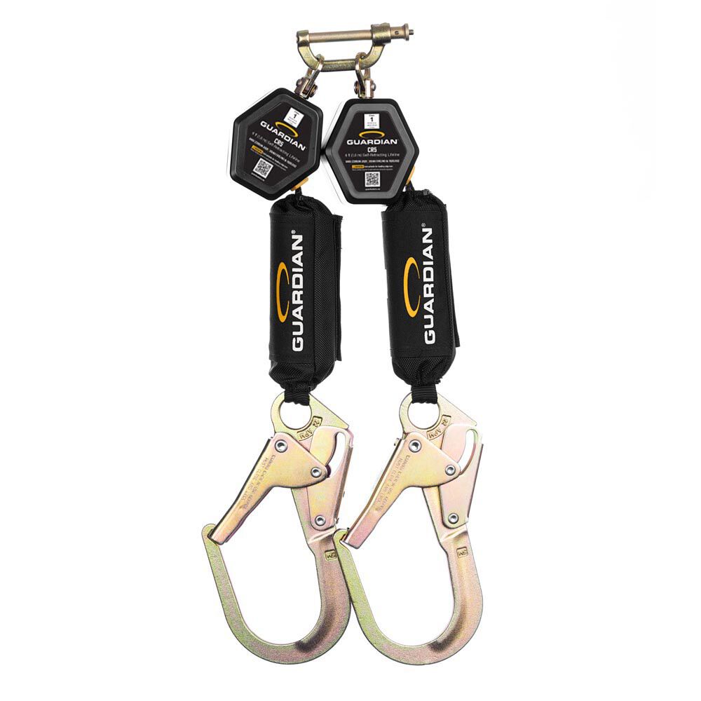 Guardian Fall Protection Class 1, CR5 Personal Self-Retracting Lifeline Dual Leg Steel Rebar Hook