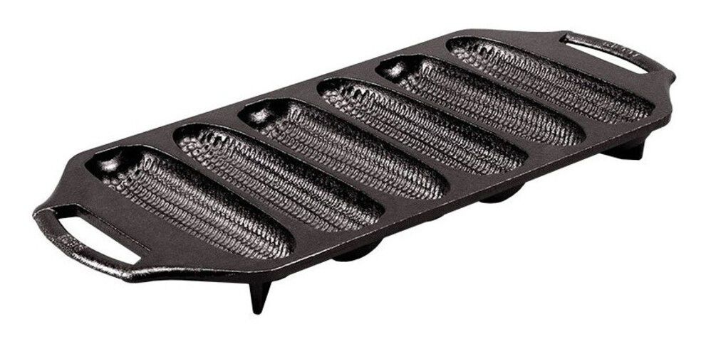 Lodge Cast Iron 14 Inch 6 Slot Black Seasoned Cast Iron Cornstick Pan