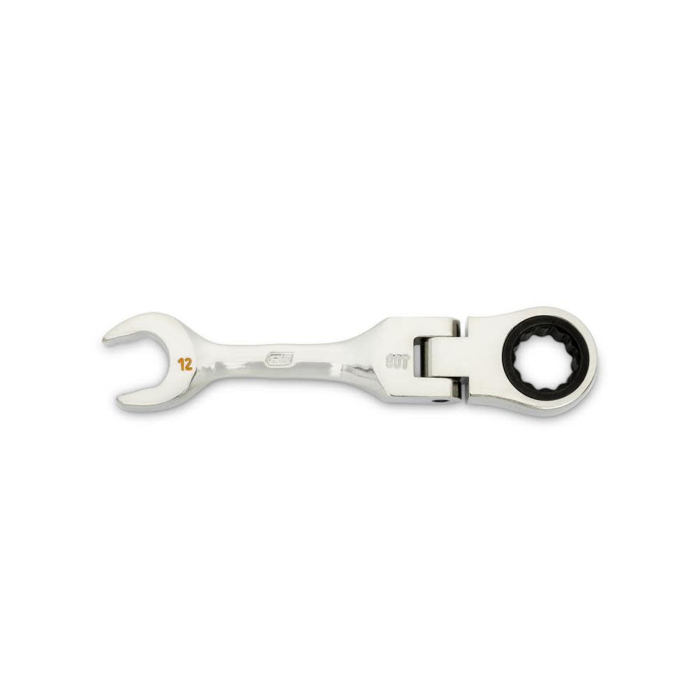 GEARWRENCH 12mm 90-Tooth 12 Point Stubby Flex Combination Ratcheting Wrench