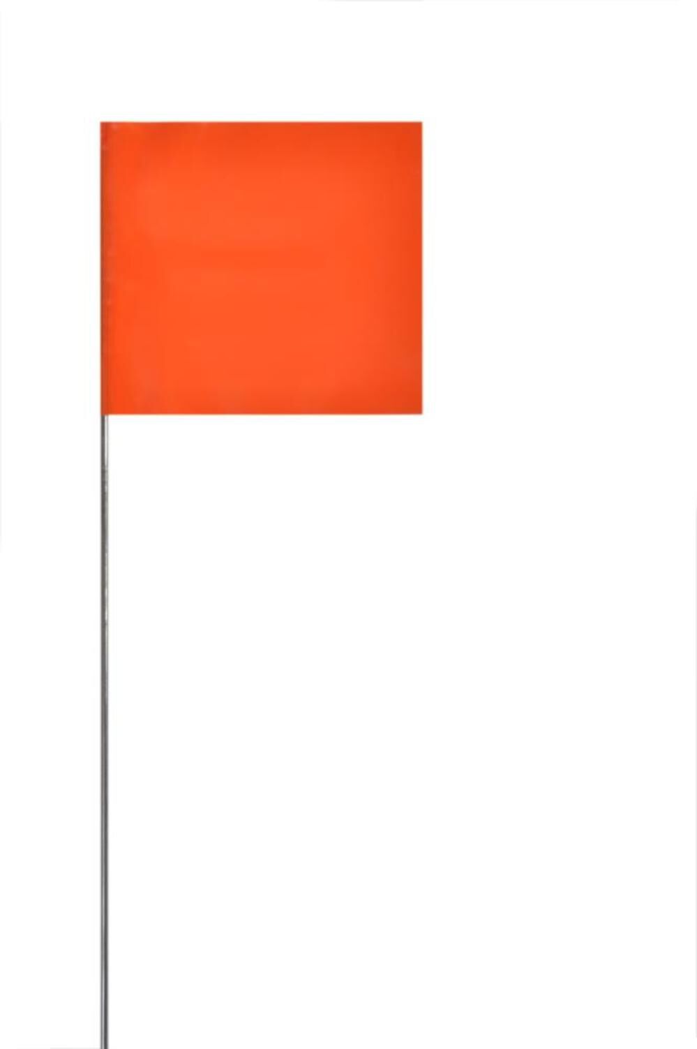 Swanson Tool Orange Glo Safety Marking Flag Pack of 100, 2.5 Inch by 3.5 Inch with a 15 Inch Wire Staff