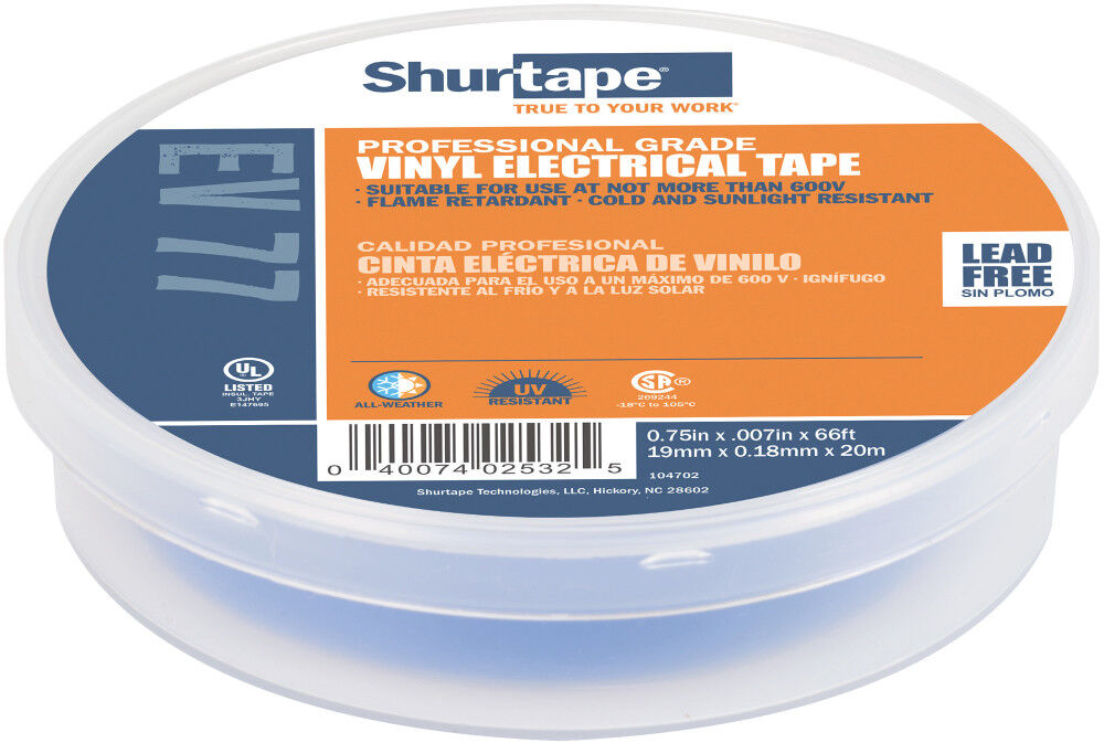 Shurtape EV 77 Electrical Tape Blue 3/4in x 66′