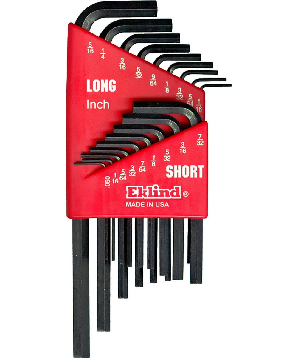 Eklind Tools Black Steel Short and Long Hex Key Set, 18 Pieces