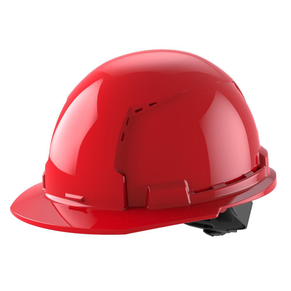 Milwaukee Front Brim Vented Hard Hat with 4pt Ratcheting Suspension Type 1 Class C Red