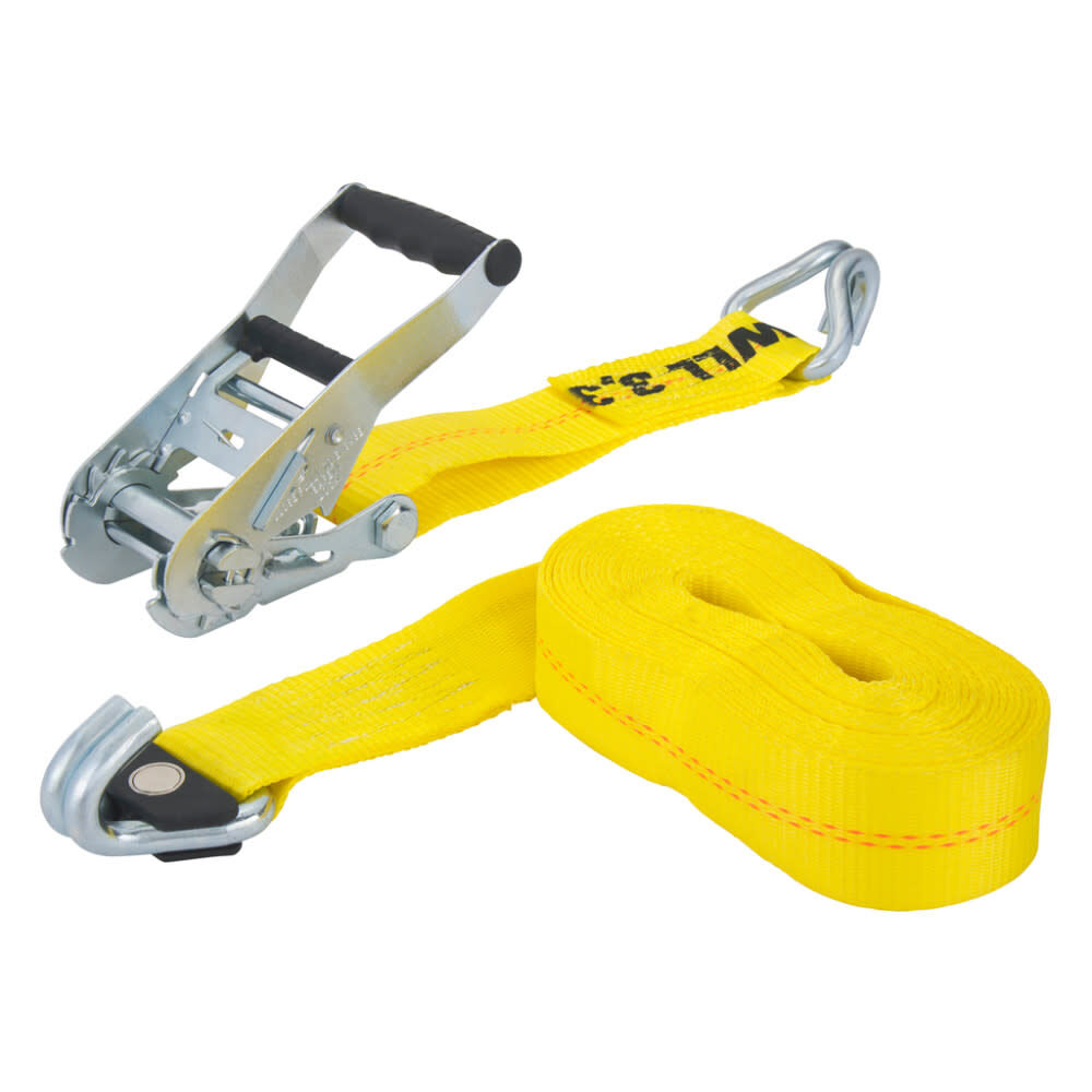 Keeper 3332 Lbs 27 Ft. x 2 Inch Ratchet Tie Down Strap with JJ Hook, Yellow