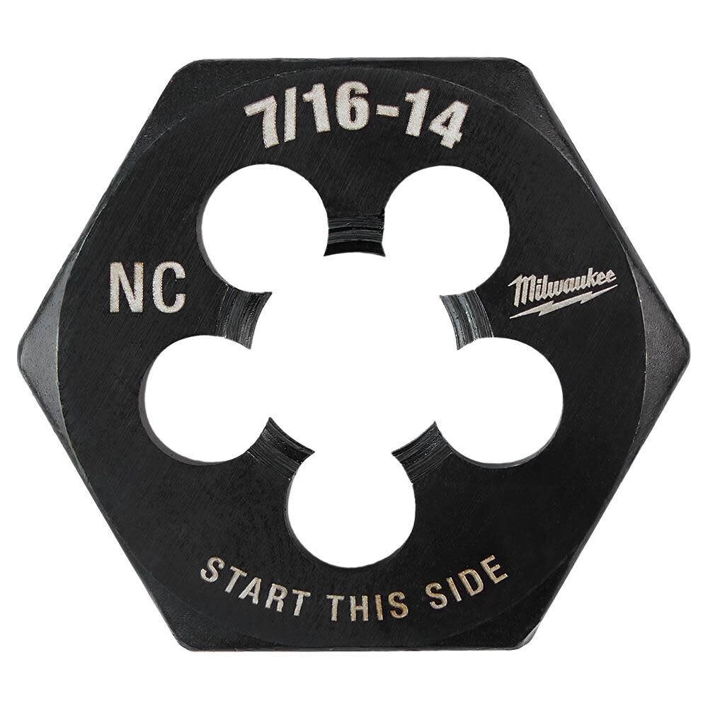Milwaukee 7/16 in -14 NC 1-Inch Hex Threading Die