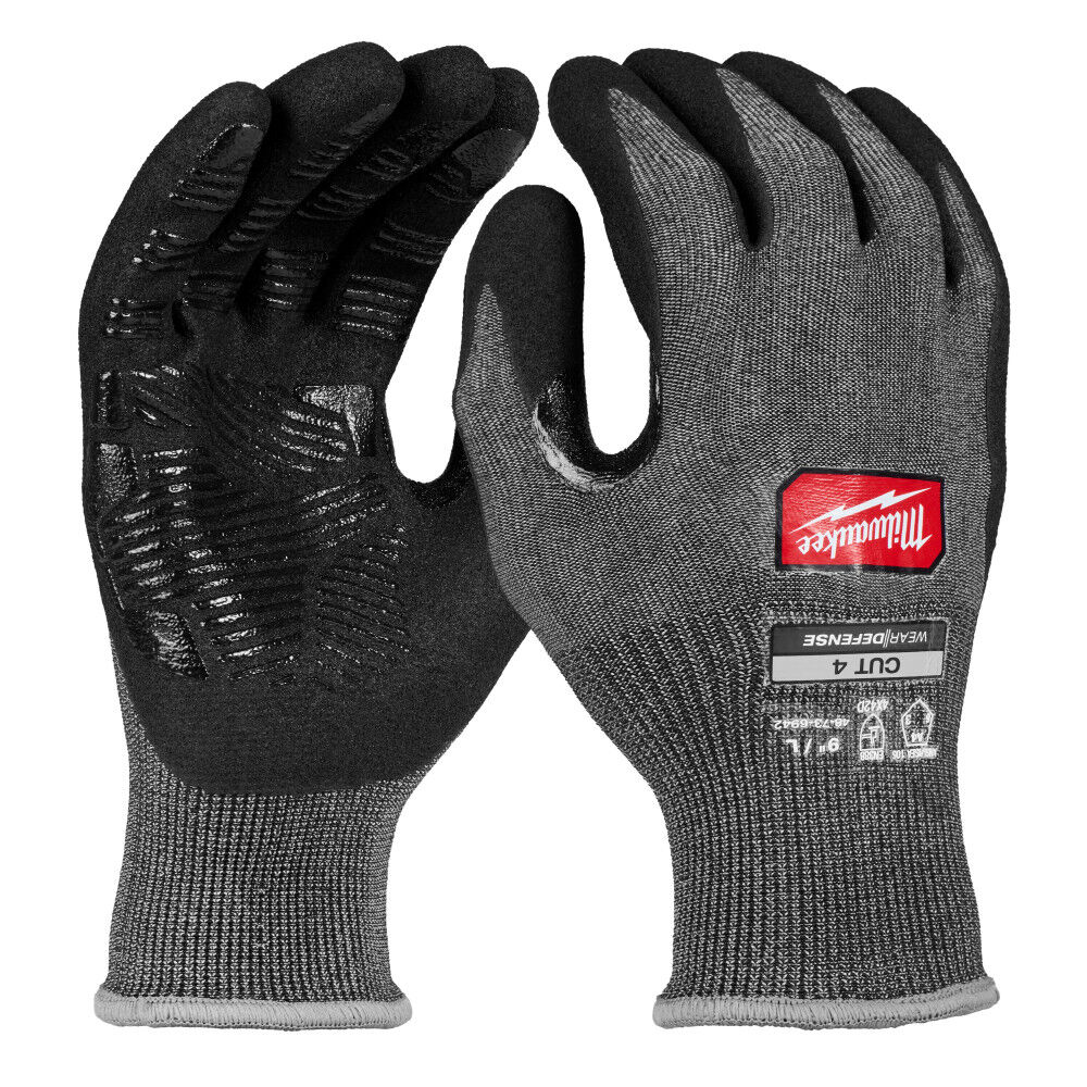Milwaukee Cut Level 4 High Dexterity Nitrile Dipped Gloves with WEAR-DEFENSE Protection Small