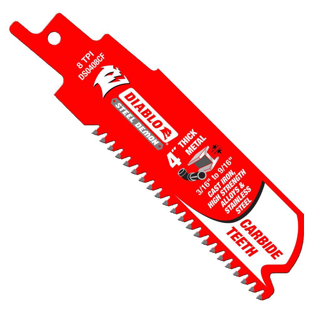 Diablo Tools 4in Steel Demon Carbide Reciprocating Blades for Thick Metal Cutting