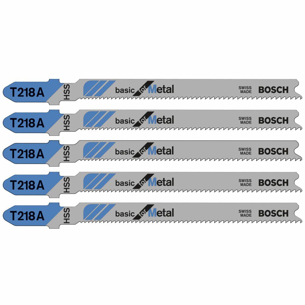 Bosch 3-5/8 Inch 17-24 TPI Basic for Metal T Shank Jig Saw Blades 5 Piece