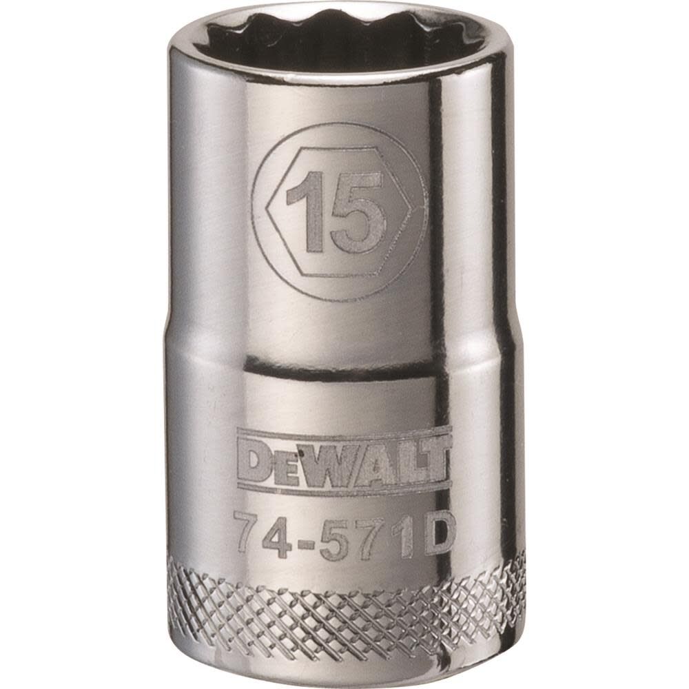 DEWALT Socket 12 Point 1/2in Drive 15 MM