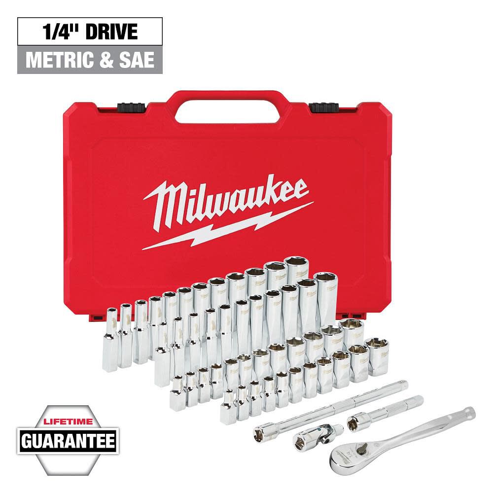 Milwaukee 1/4 in. Drive 50 pc. Ratchet & Socket Set – SAE & Metric