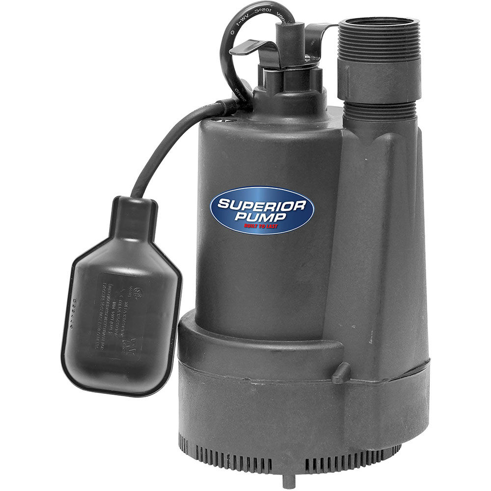 Superior Pump 1/3 HP Thermoplastic Sump Pump with Tethered Float Switch