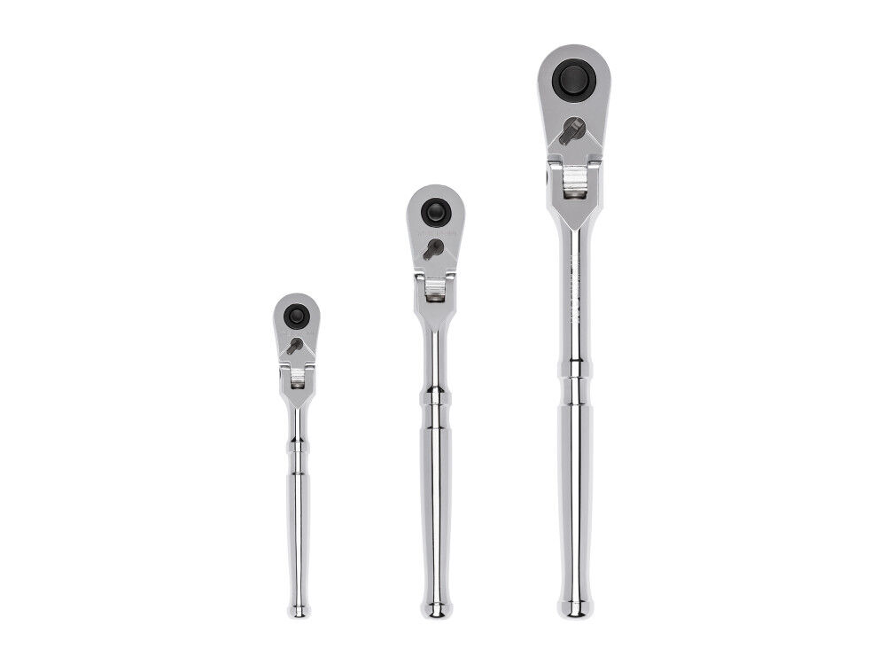 Tekton 1/4, 3/8, 1/2 Inch Flex Head QR Ratchet Set, 6, 8, 10-1/2 Inch
