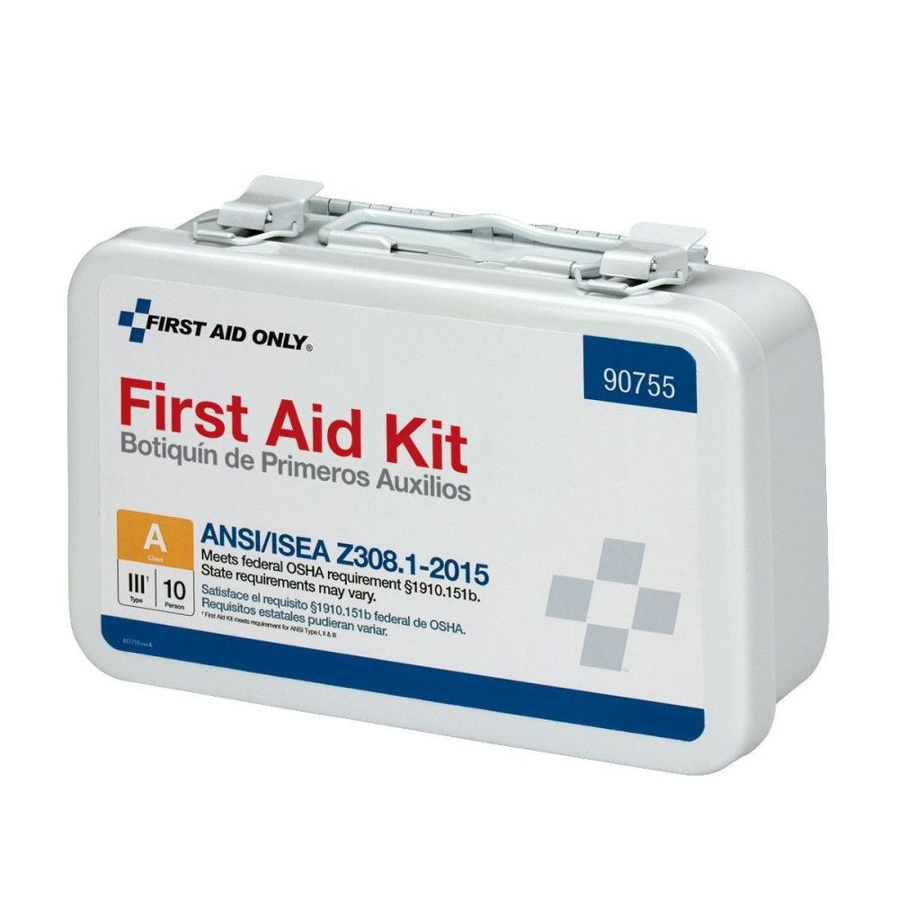First Aid Only First Aid Kit 10 Person Bulk Metal Case ANSI A