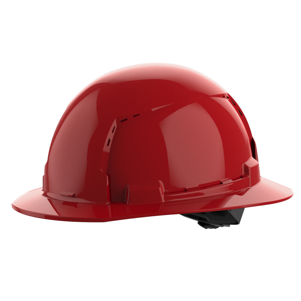 Milwaukee Red Full Brim Vented Hard Hat with 4pt Ratcheting Suspension Type 1 Class C