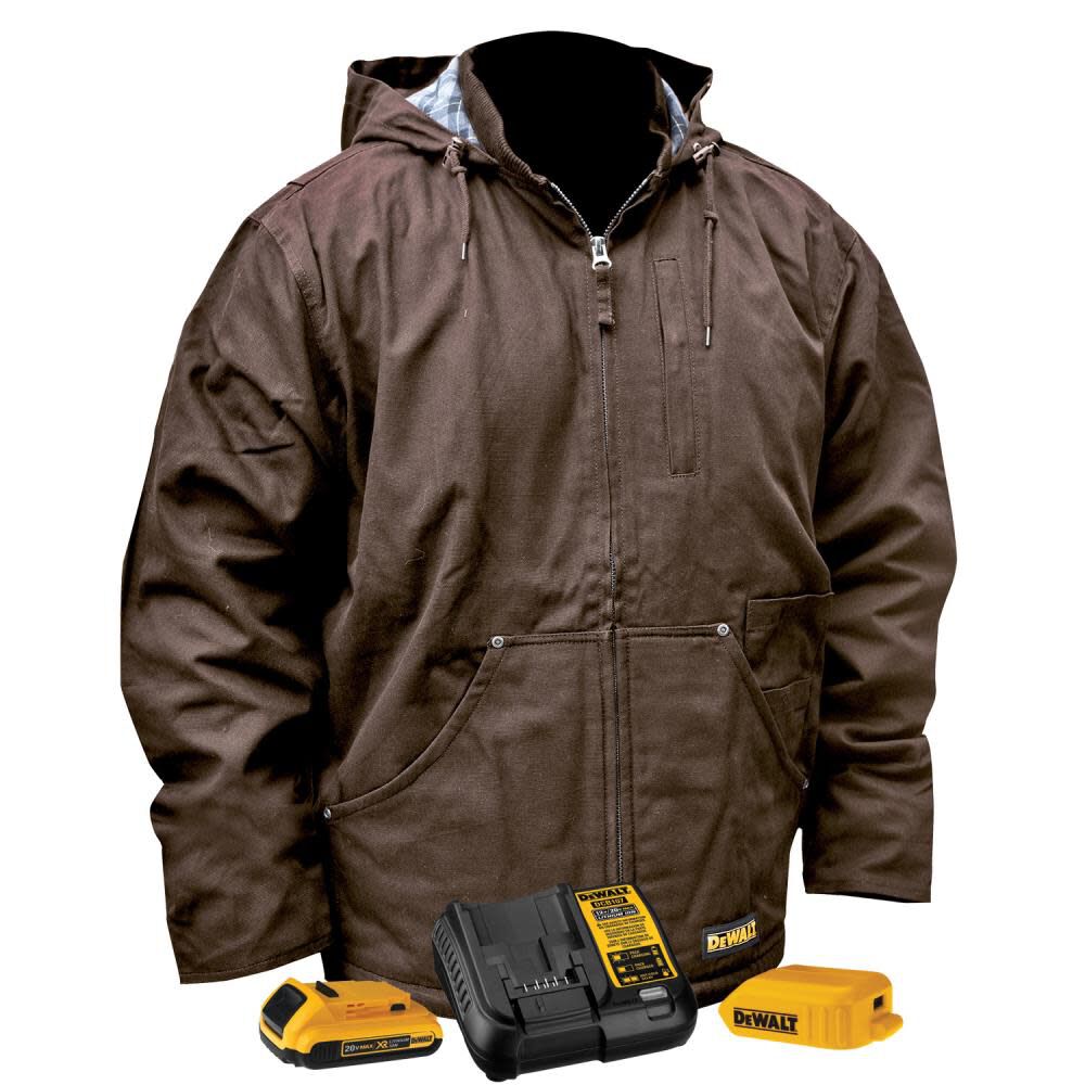 DEWALT Heavy Duty Heated Kit Tobacco Work Jacket Medium