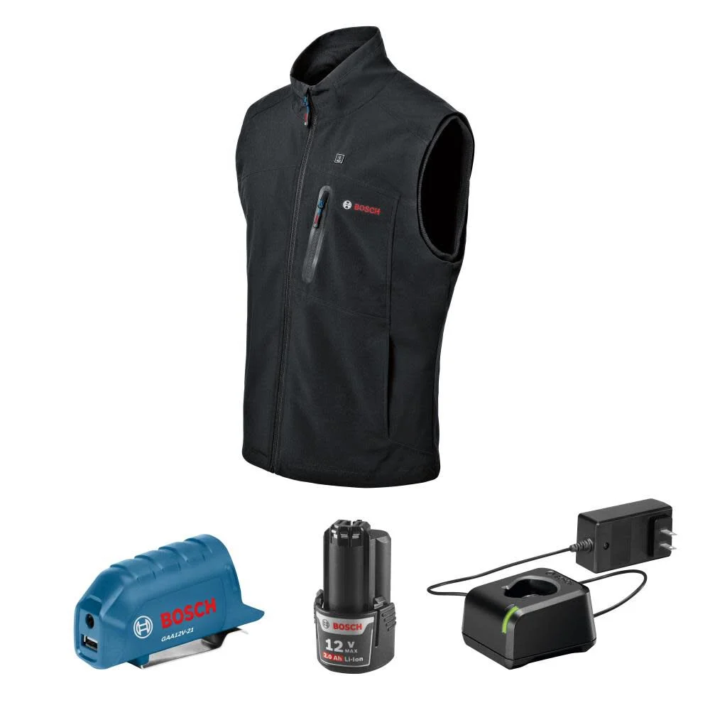 Bosch 12V Max Heated Vest Kit with Portable Power Adapter 3X