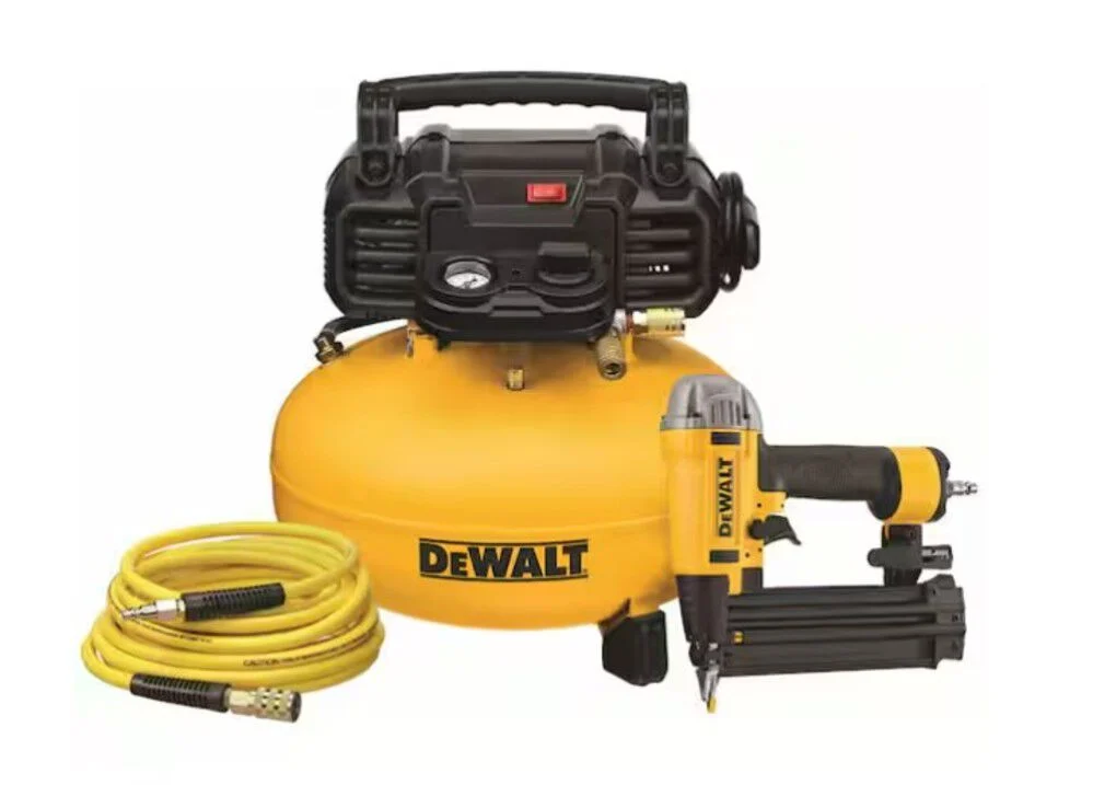 DEWALT 6 Gallon 165 PSI Electric Pancake Air Compressor with Brad Nailer