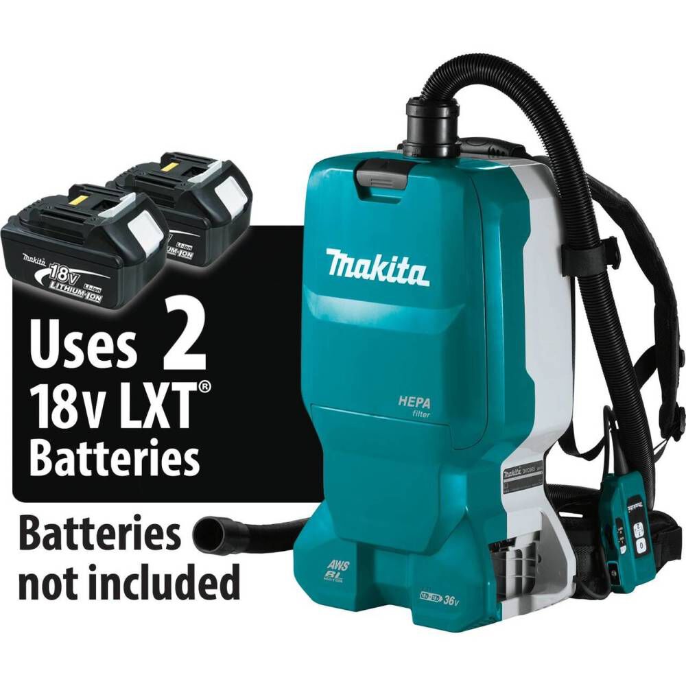 Makita 18V X2 (36V) LXT Backpack Dry Dust Extractor 1.6 Gallon HEPA FilterAWS Capable Cordless (Bare Tool)
