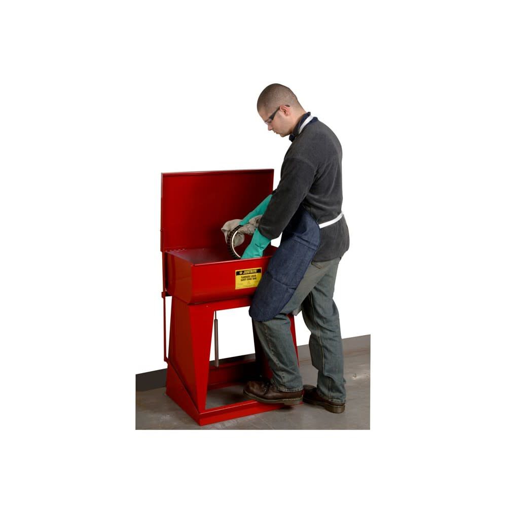 Justrite 11 Gallon Red Steel Floor-Standing Self-Close Cover Rinse Tank