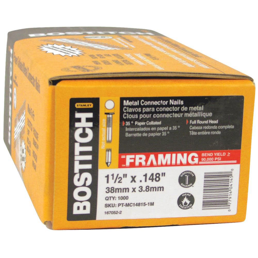 Bostitch 1000-Qty 1-1/2 In. x .148 35 Degree Paper Collated Metal Connector Nails