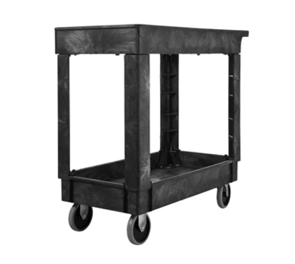 Rubbermaid Heavy Duty Utility Cart with Flat Handle & 2 Shelfs