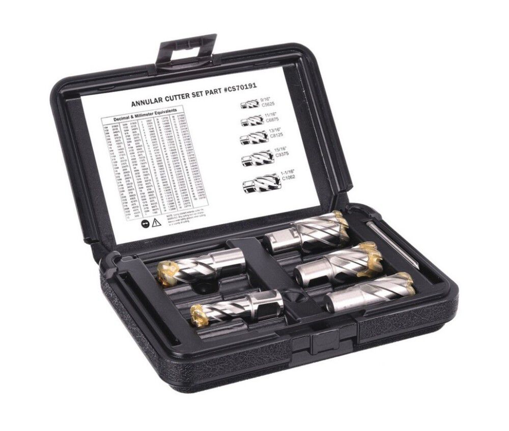 Fein HSS Annular Cutter Set 9/16 in to 1-1/16 in 1 in Depth – 5 Piece