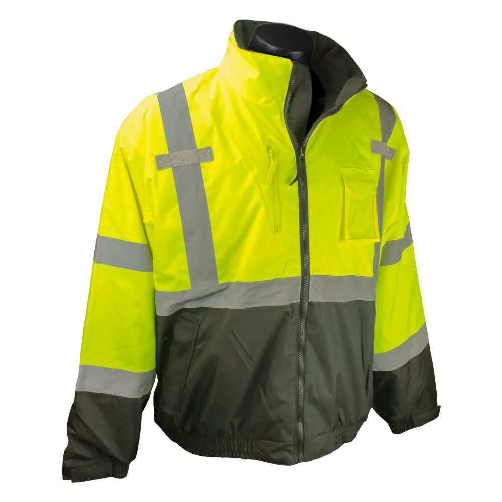 Radians 3-in-1 Deluxe Hi-Viz Bomber Jacket – Green / Black – XL