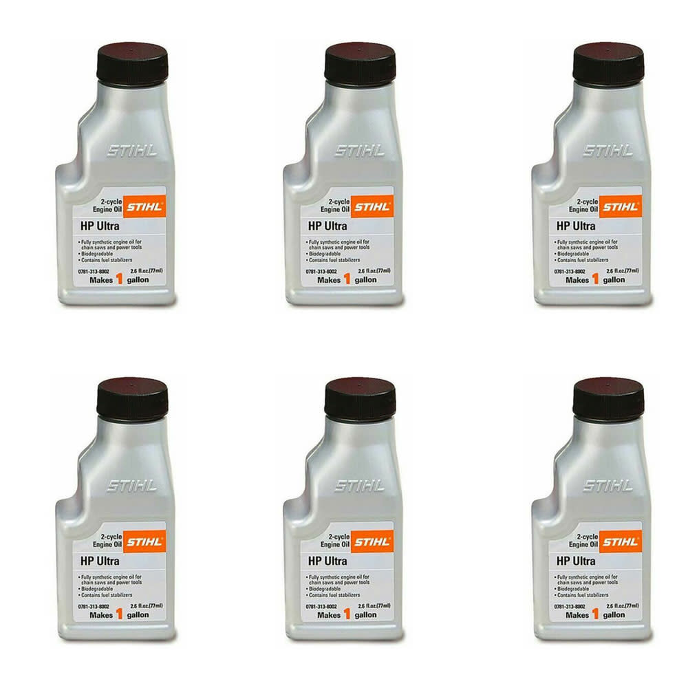 Stihl HP Ultra Fully Synthetic 2-Cycle Engine Oil 50:1 1 Gal Mix 2.6 oz 6 Pack