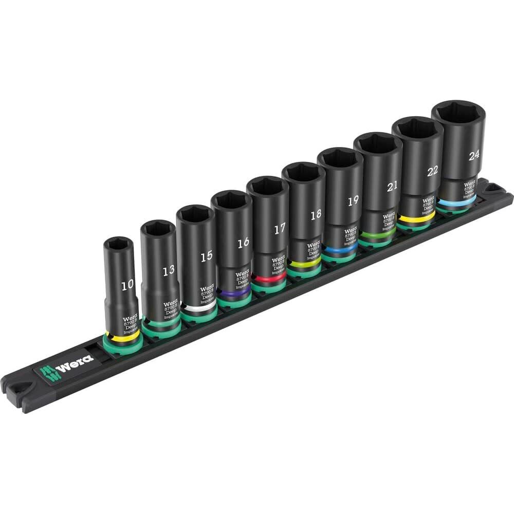Wera Tools 9660 Magnetic Rail B Impaktor Deep 1 Socket Set, 10 Pieces