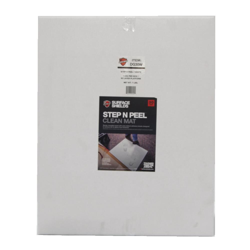 Surface Shield Step N Peel Sticky Mat, White Frame, 30 Sheet, 25.5 Inch x 31.5 Inch, 4 Pack