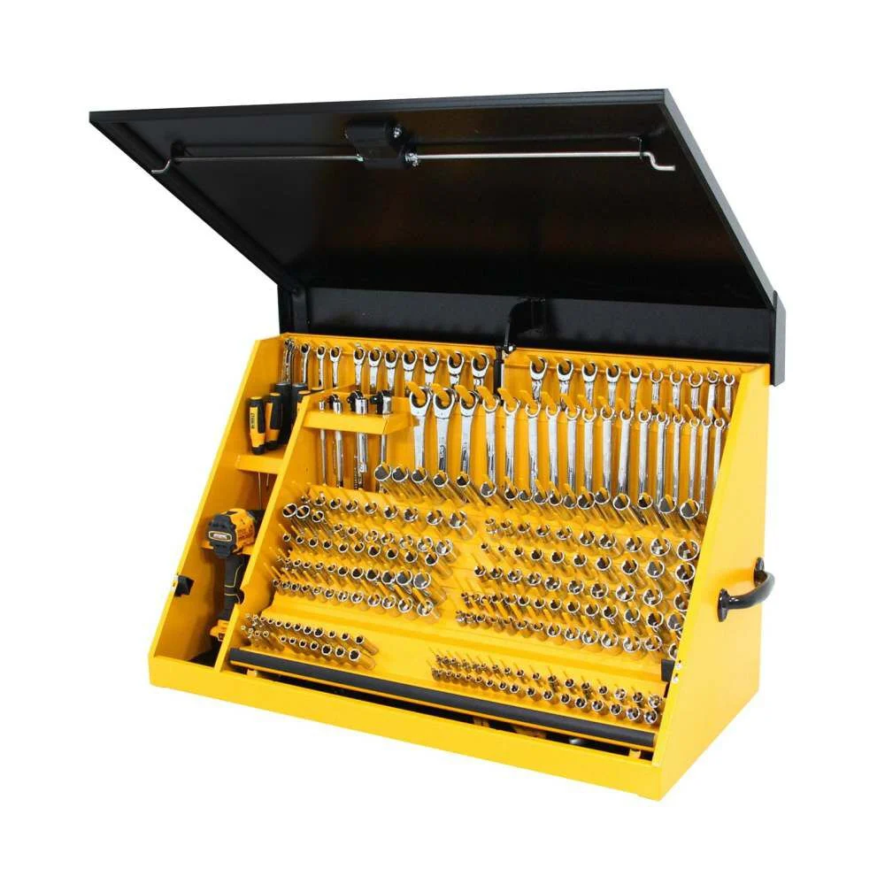 DEWALT 30 Inch x 15 Inch Black Lid and Yellow Body Triangle Toolbox – TOOLBOX ONLY