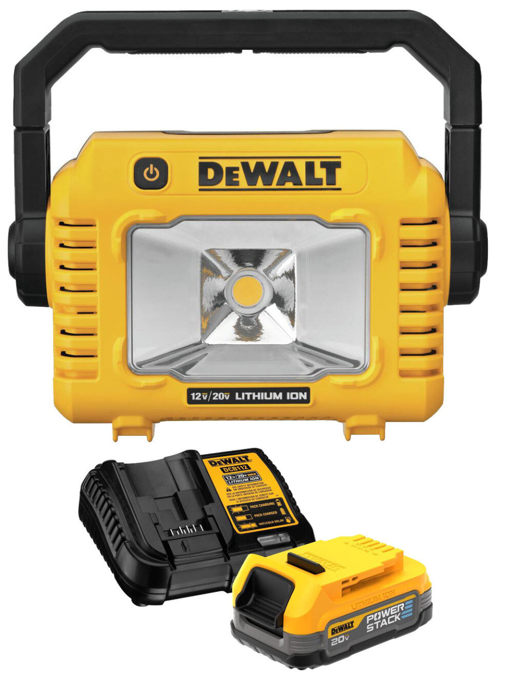 DEWALT 12V/20V MAX Compact Task Light with POWERSTACK 20V MAX Battery & Charger Kit Bundle