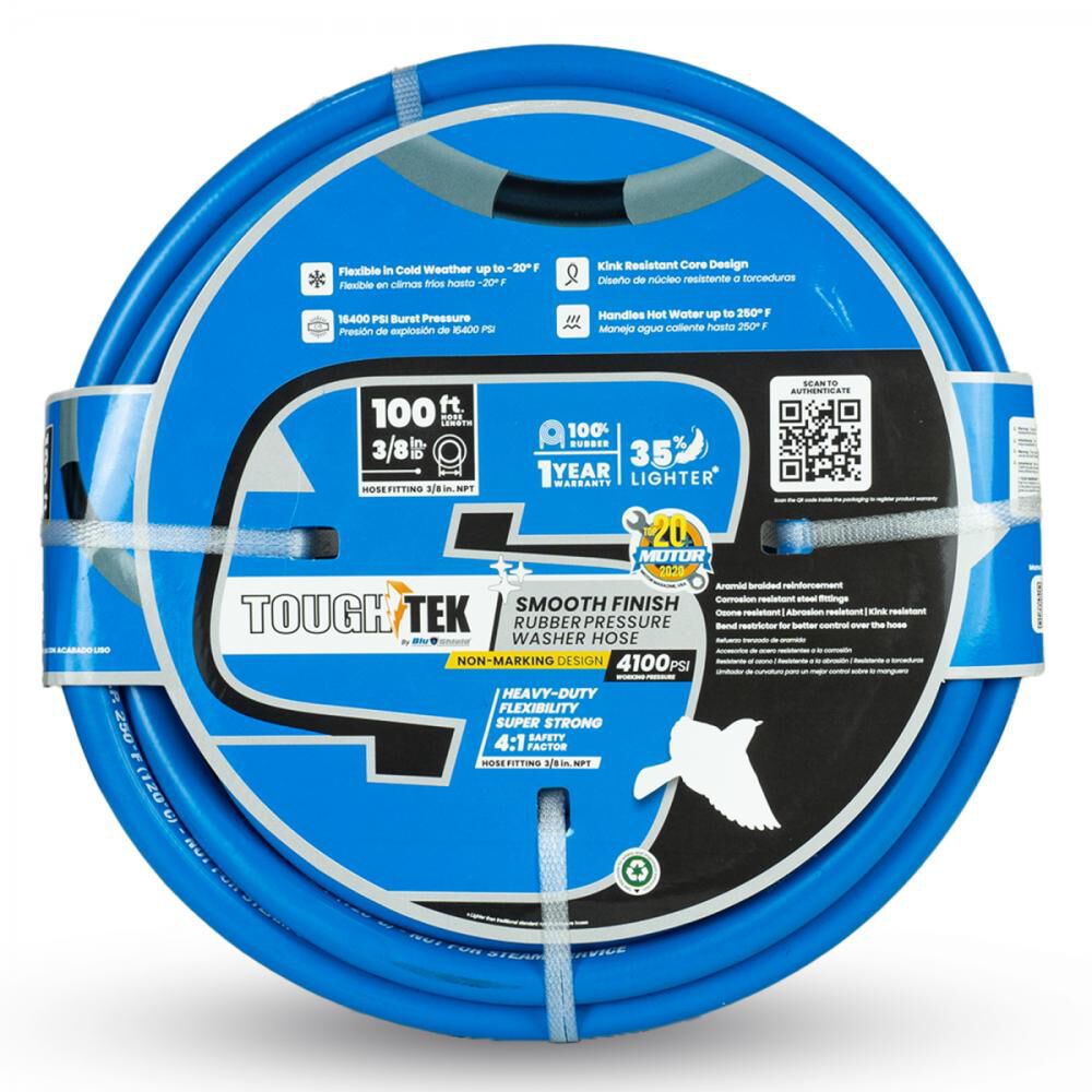 BluBird Tough-Tek 3/8 Inch x 100 Ft. 4000 PSI Rubber Pressure Washing Hose