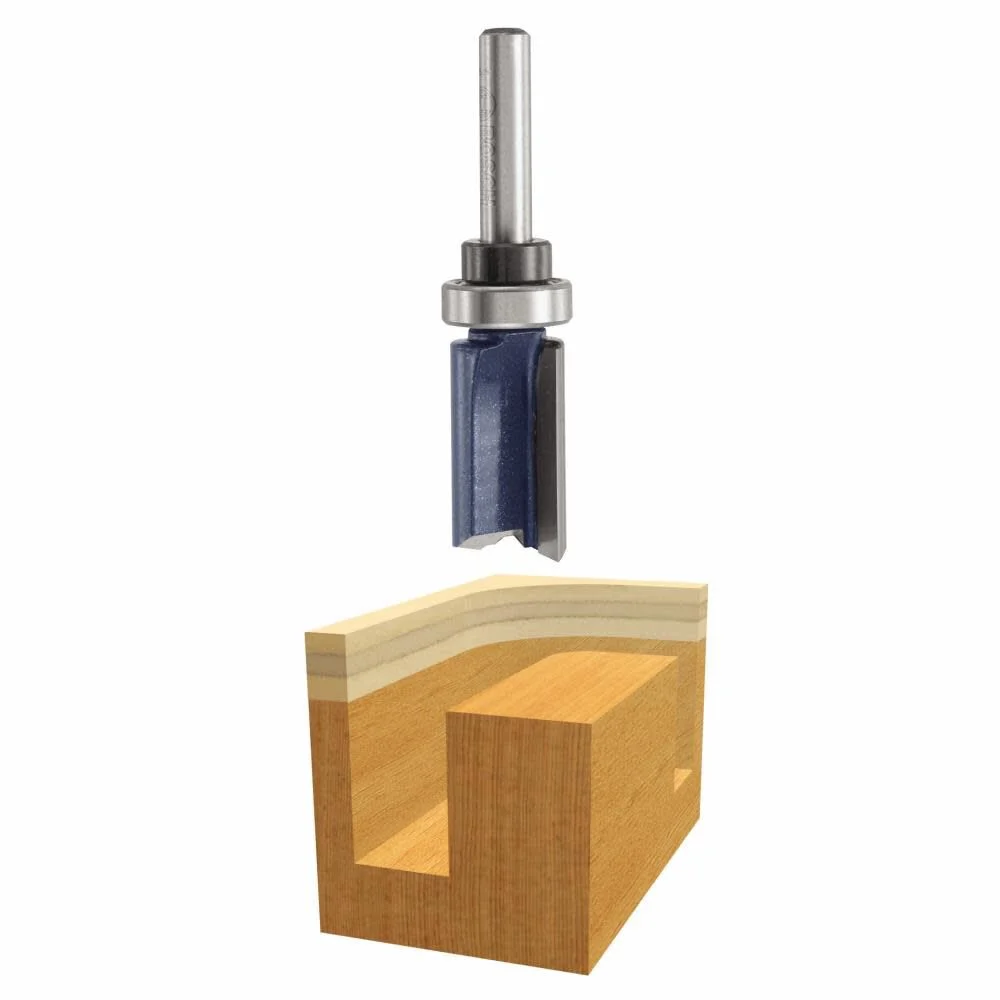 Bosch 1/2 Inch x 1 Inch Carbide Tipped 2-Flute Top Bearing Straight Trim Bit