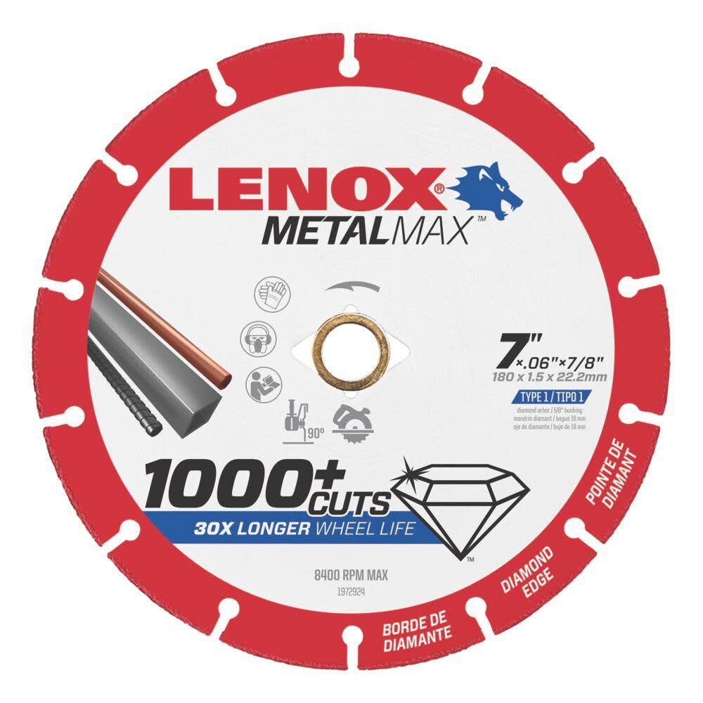Lenox MetalMax 7 Inch Segmented Rim Diamond Edge Cutoff Wheel for Metal