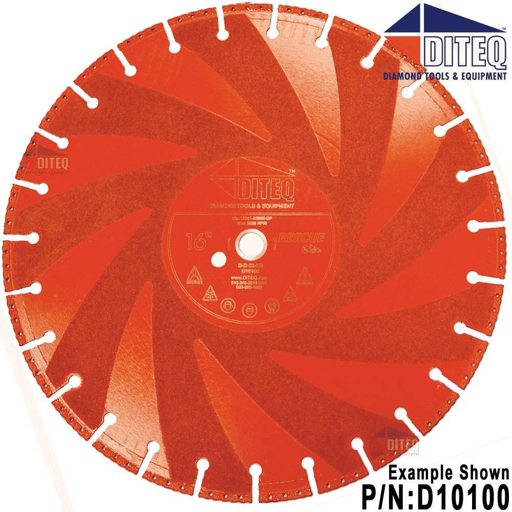 Diteq D-23 Rescue 16 Inch Premium Segmented Rim Diamond Blade for Metal and Ductile Iron Pipe