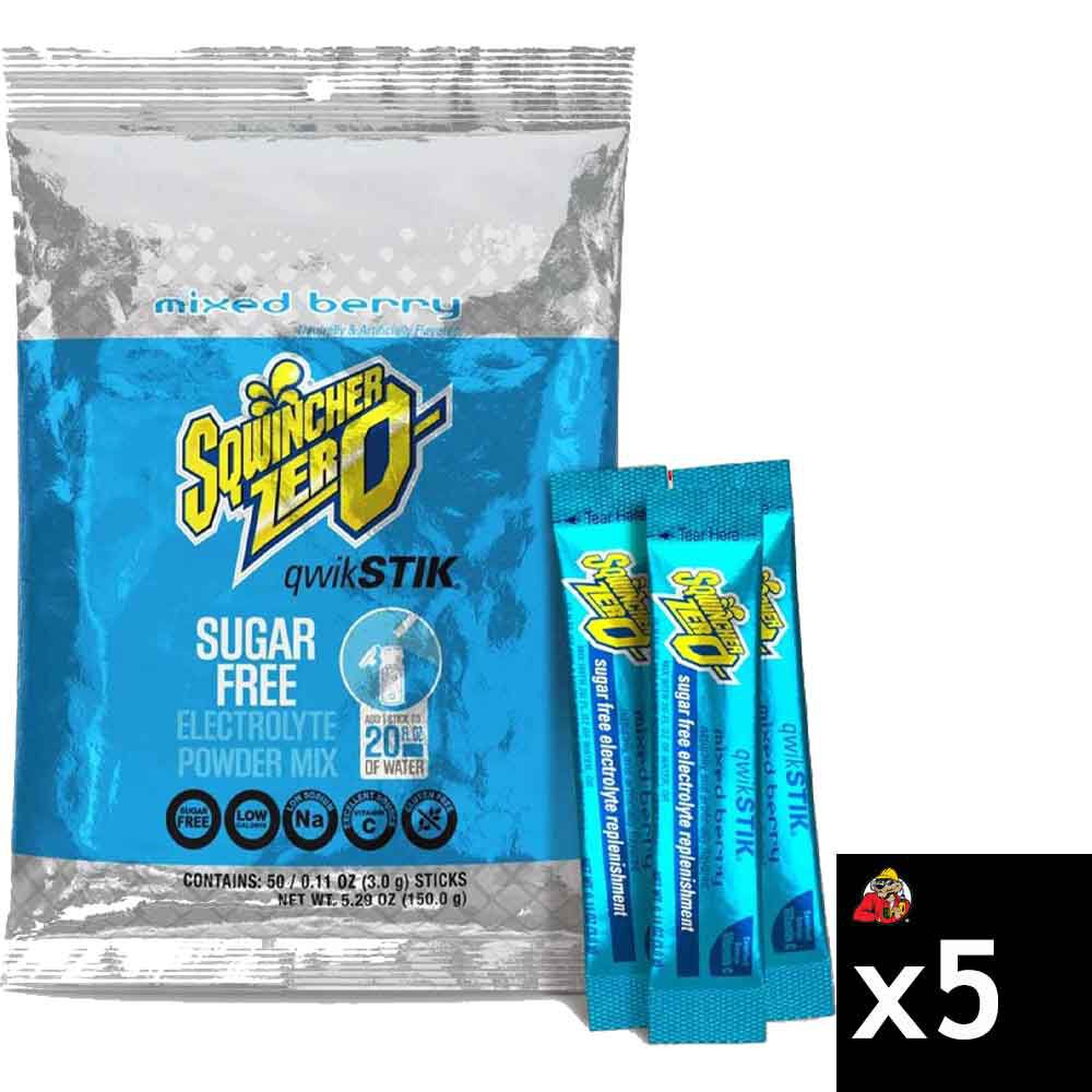 Sqwincher Zero Qwik Stik Single Serve Mixed Berry Hydration Pack 5 50 Count Bags 250 Pieces