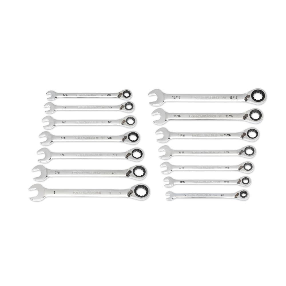 GEARWRENCH 14 Pc. 90-Tooth 12 Point SAE Reversible Ratcheting Wrench Set