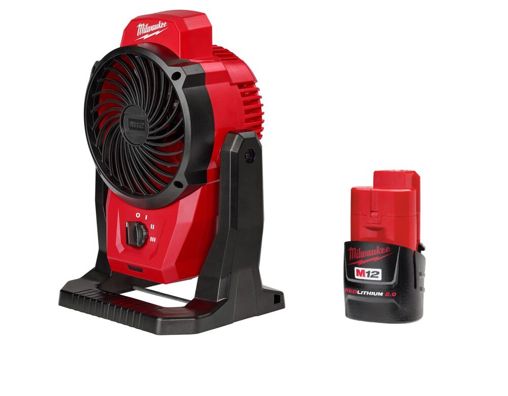 Milwaukee M12 Mounting Fan & 2.0Ah Compact Battery Pack Bundle