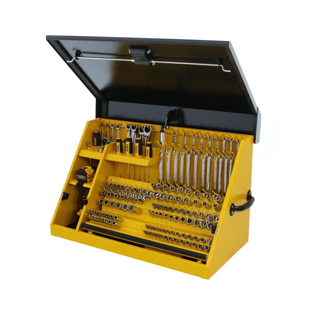 DEWALT 36 Inch x 17 Inch Black Lid and Yellow Body Triangle Toolbox – TOOLBOX ONLY
