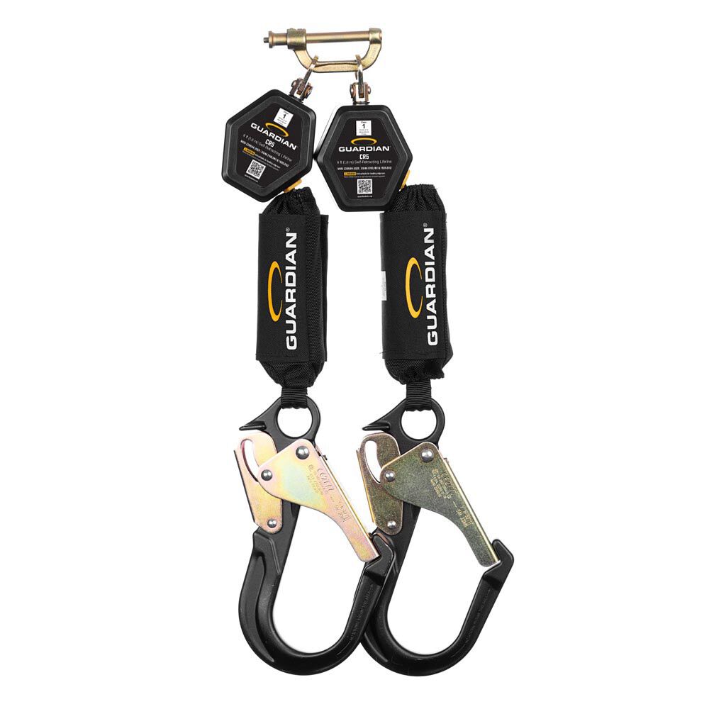 Guardian Fall Protection Class 1, CR5 Self-Retracting Lifeline Dual Leg Aluminum Rebar Hook