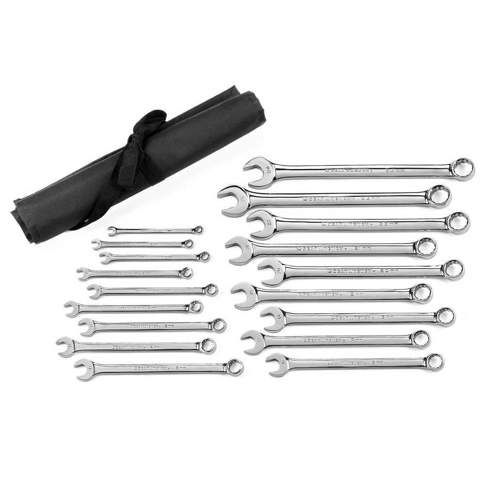 GEARWRENCH 18 Piece 12 Point Long Pattern Combination Wrench Set Metric