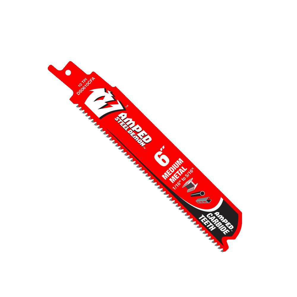 Diablo Tools 6 Inch 10 TPI AMPED Medium Metal Carbide Reciprocating Saw Blade 3 Pack