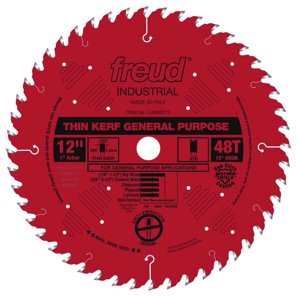 Freud 12 In. x 48T Thin Kerf General Purpose Blade