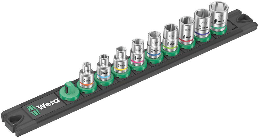 Wera Tools Magnetic Socket Rail A 1/4 in Drive Zyklop Socket Set 9pc