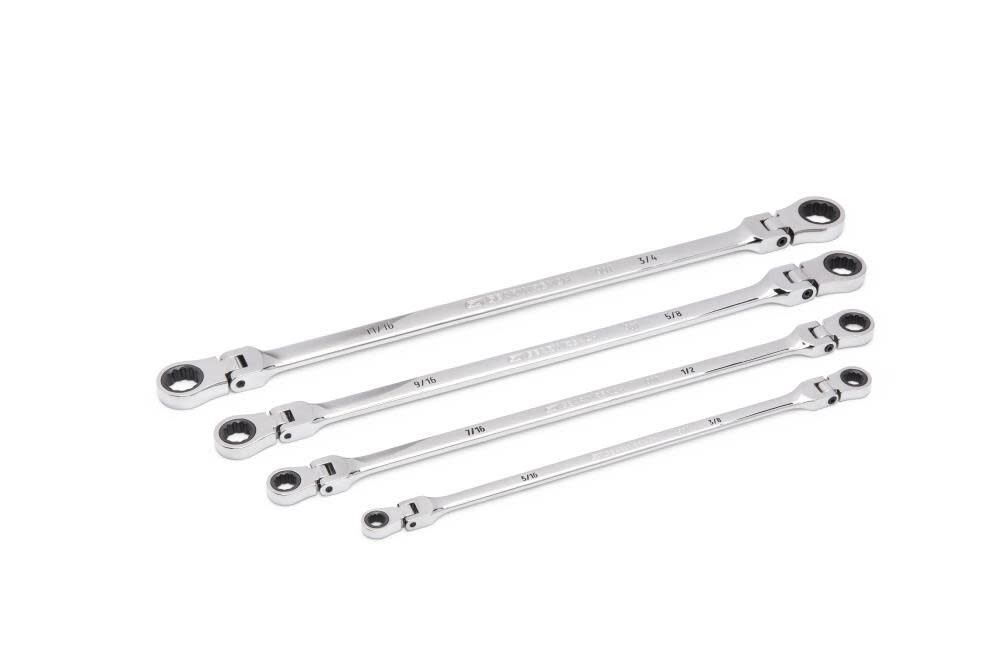GEARWRENCH Ratcheting Wrench 90 Tooth 12 Point SAE GearBox Double Flex 4pc Set