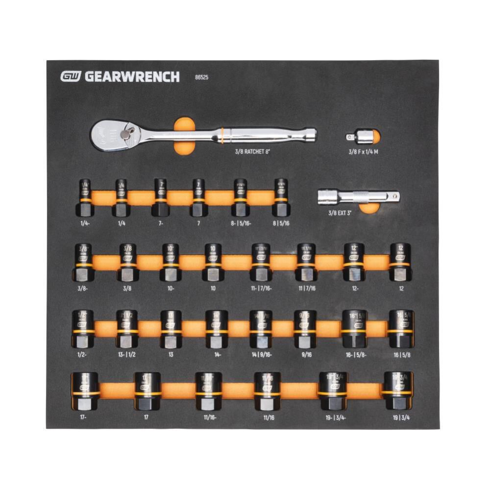 GEARWRENCH Bolt Biter Ratchet Socket Set MM/SAE with EVA Foam Tray 31pc