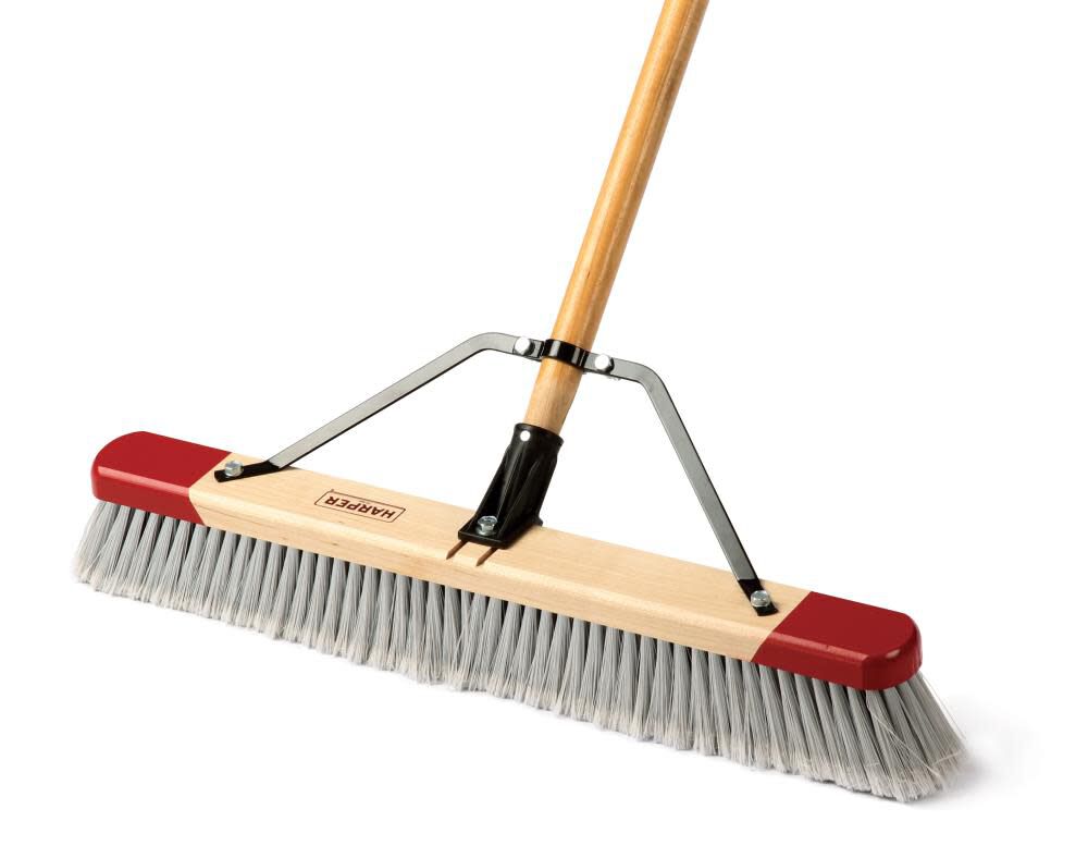 Harper 24 In. Fine Sweep Indoor Push Broom for Dust and Smooth Floor Cleaning