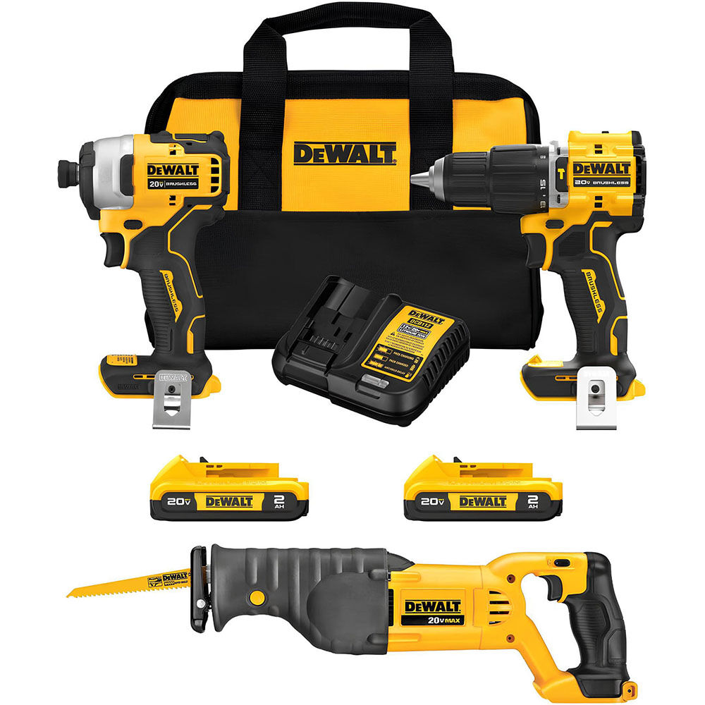 DEWALT 20V MAX Brushless 3 Tool Combo Kit Bundle