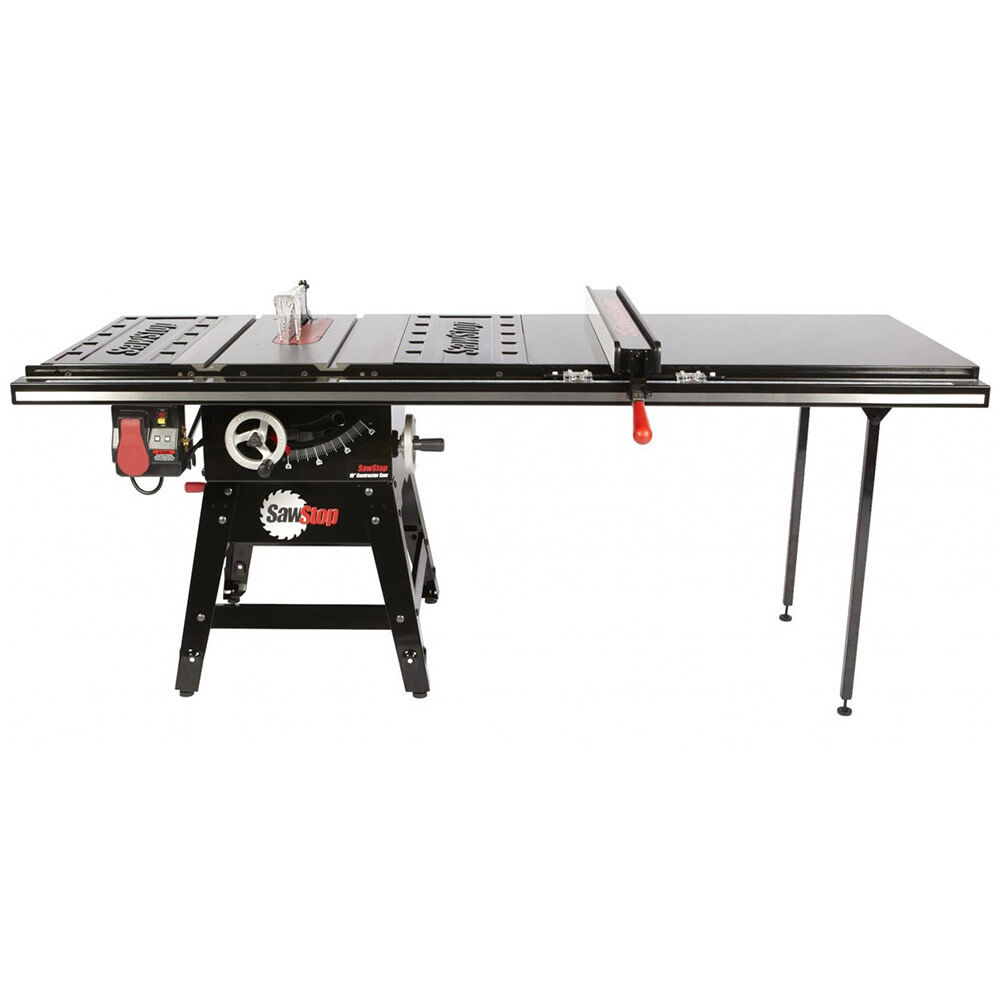 Sawstop Contractors Saw with 52in T Glide Fence System Rails & Extension Table